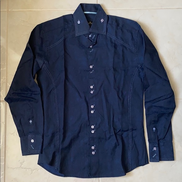 Bertigo Navy Floral Dress Shirt - Picture 2 of 5